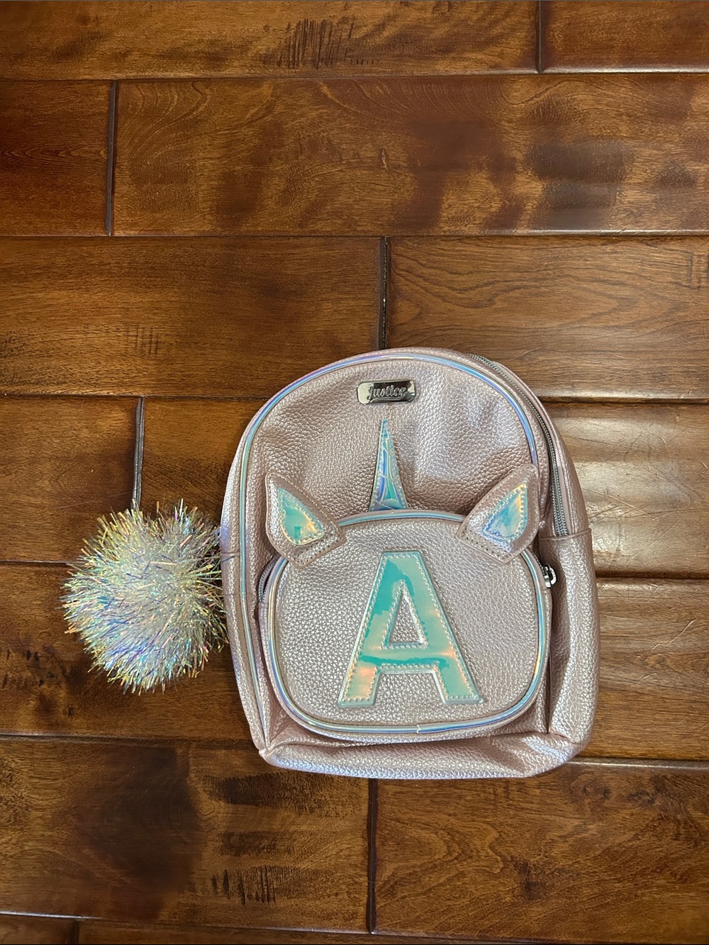 Justice Rose Gold Unicorn Mini Backpack with Teal Accent